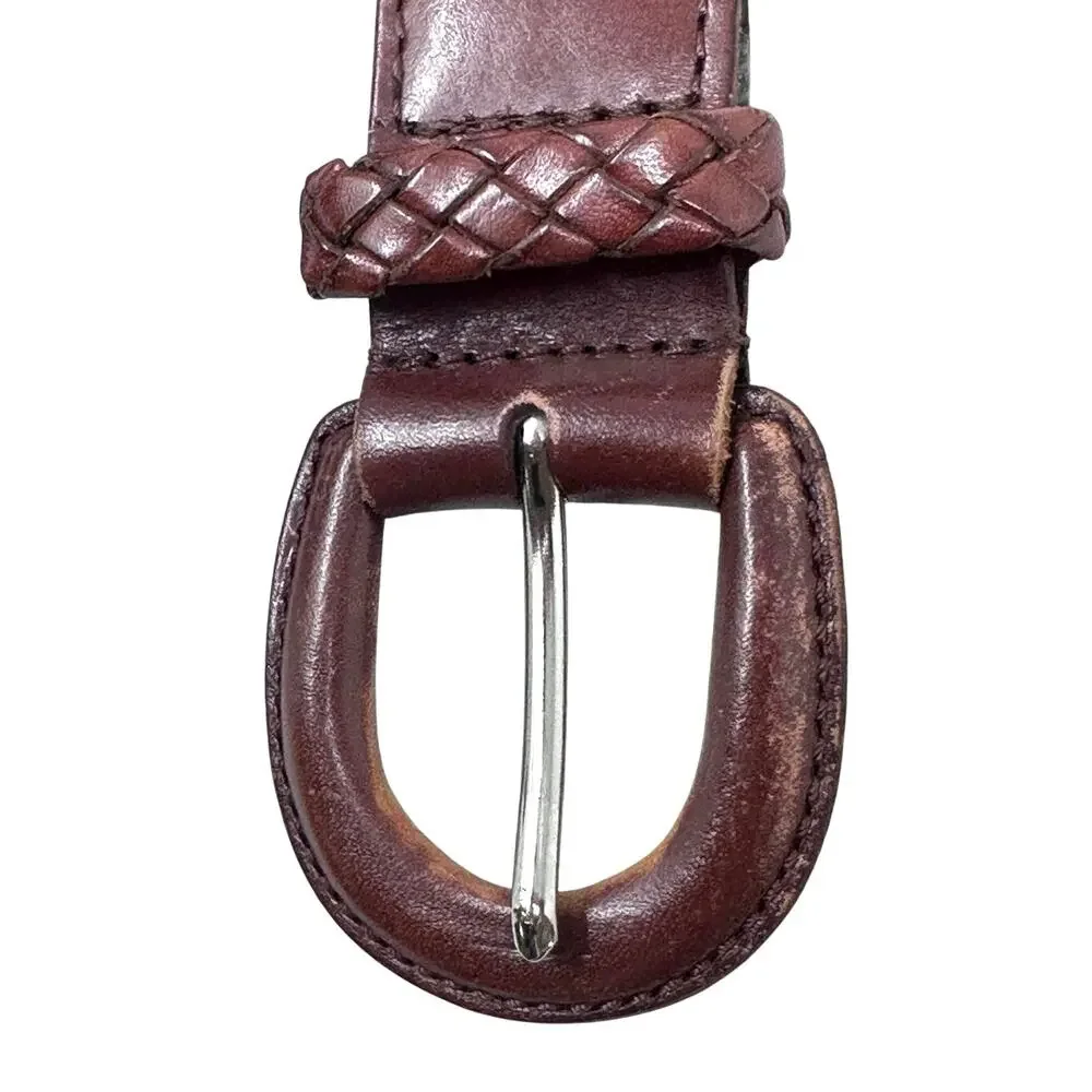 Talbots Vintage leather and fabric belt size large